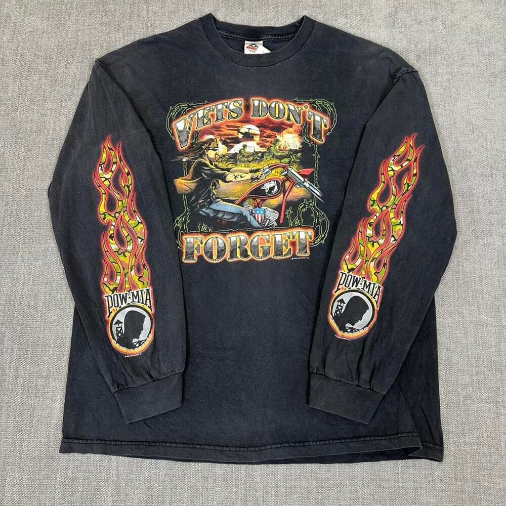 Y2K Biker Faded black Flame long sleeve t-shirt